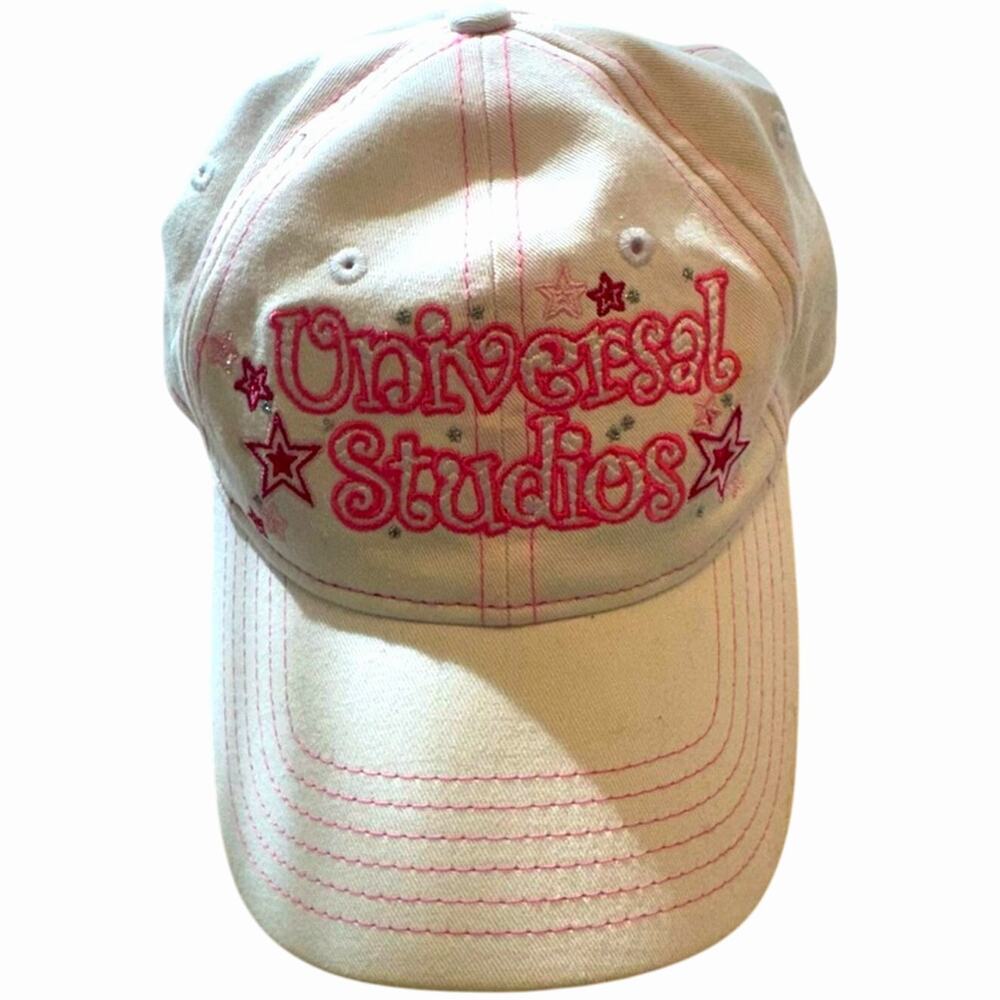 Universal Studios Adjustable Ball Cap Baseball Hat Pink White Embroidered